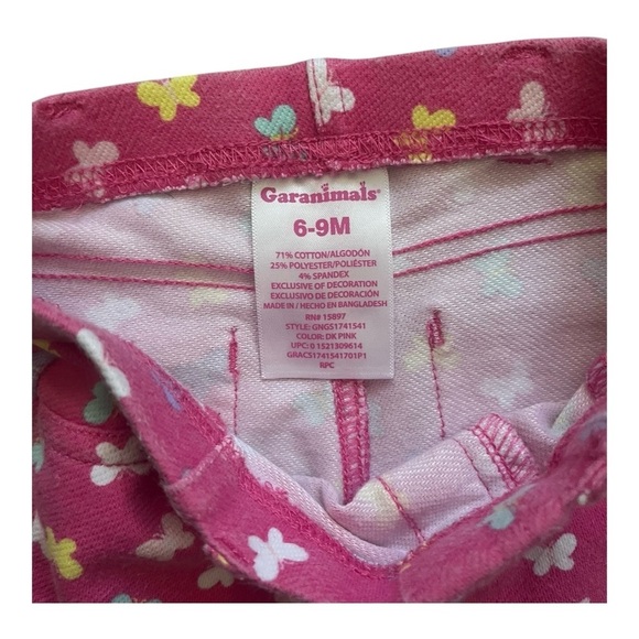 Garanimals casual Pink Butterfly Shorts pull-on back pockets Girls 6-9 Months - Picture 6 of 6